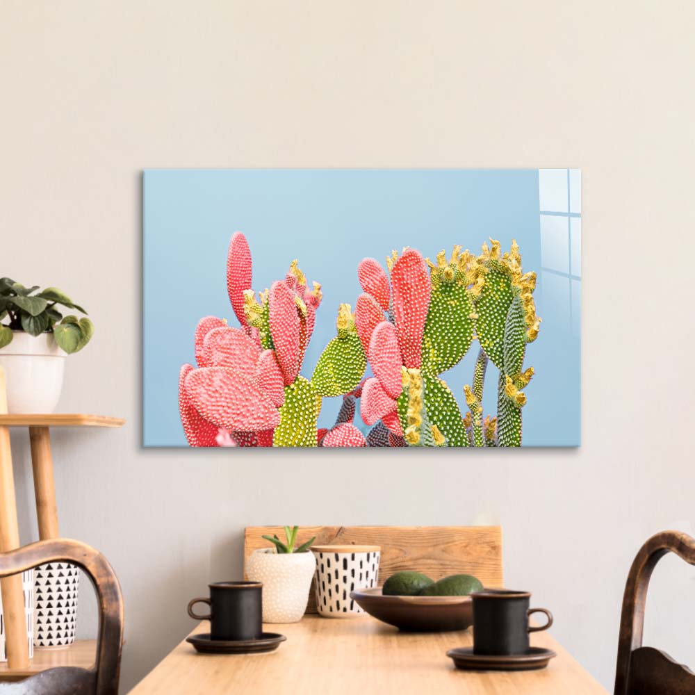 Pastel Cactus Glass Wall Art