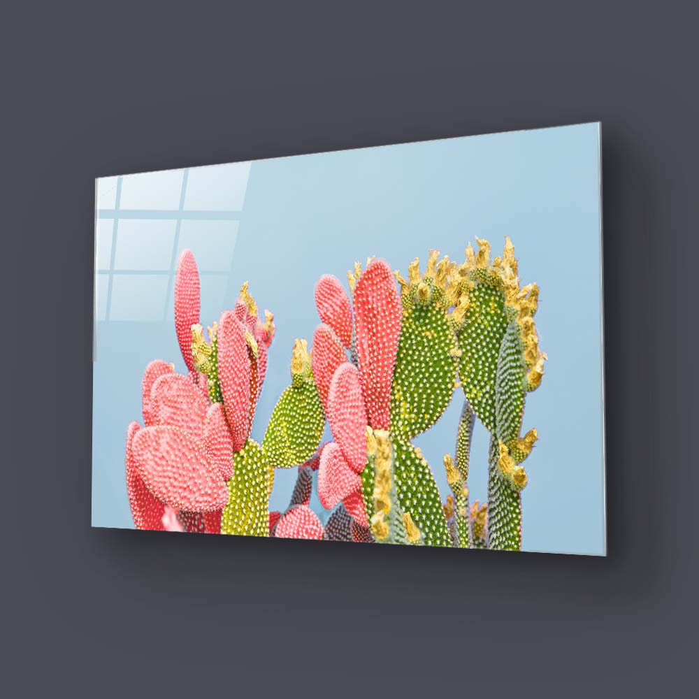 Pastel Cactus Glass Wall Art
