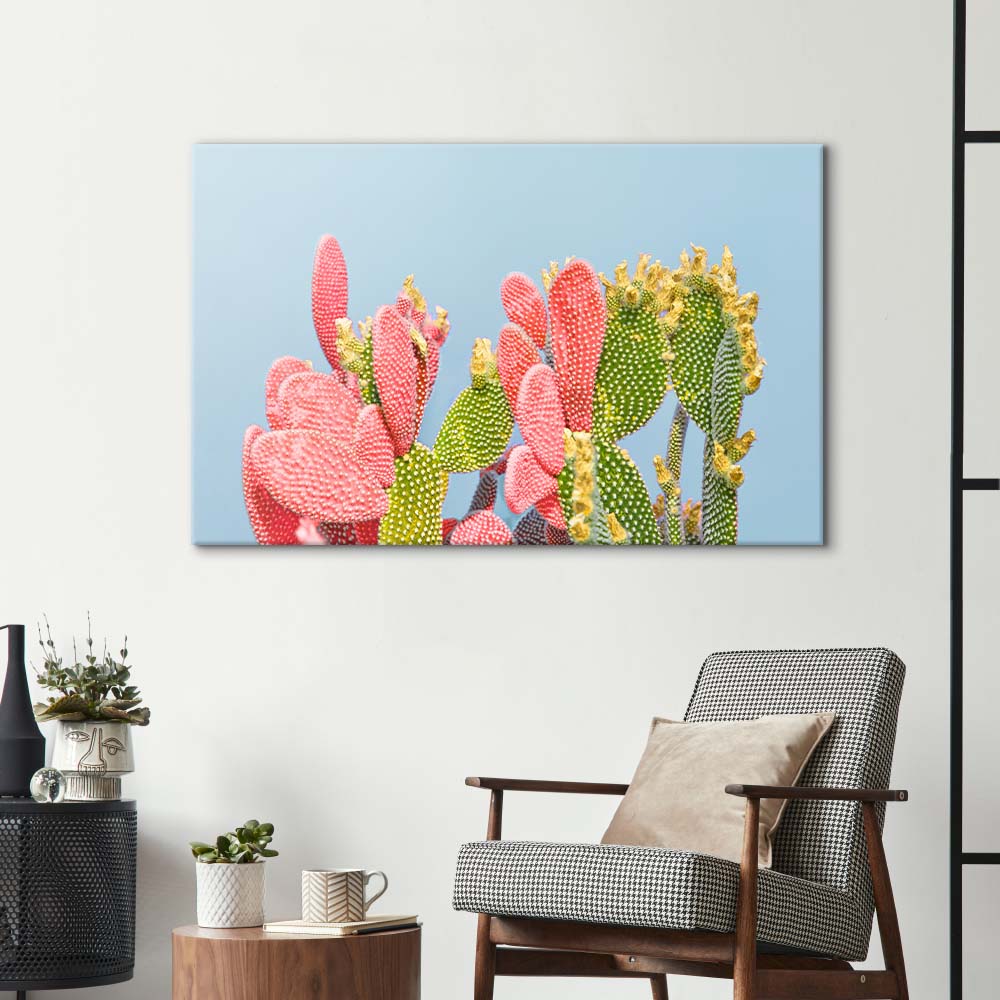 Pastel Cactus Glass Wall Art