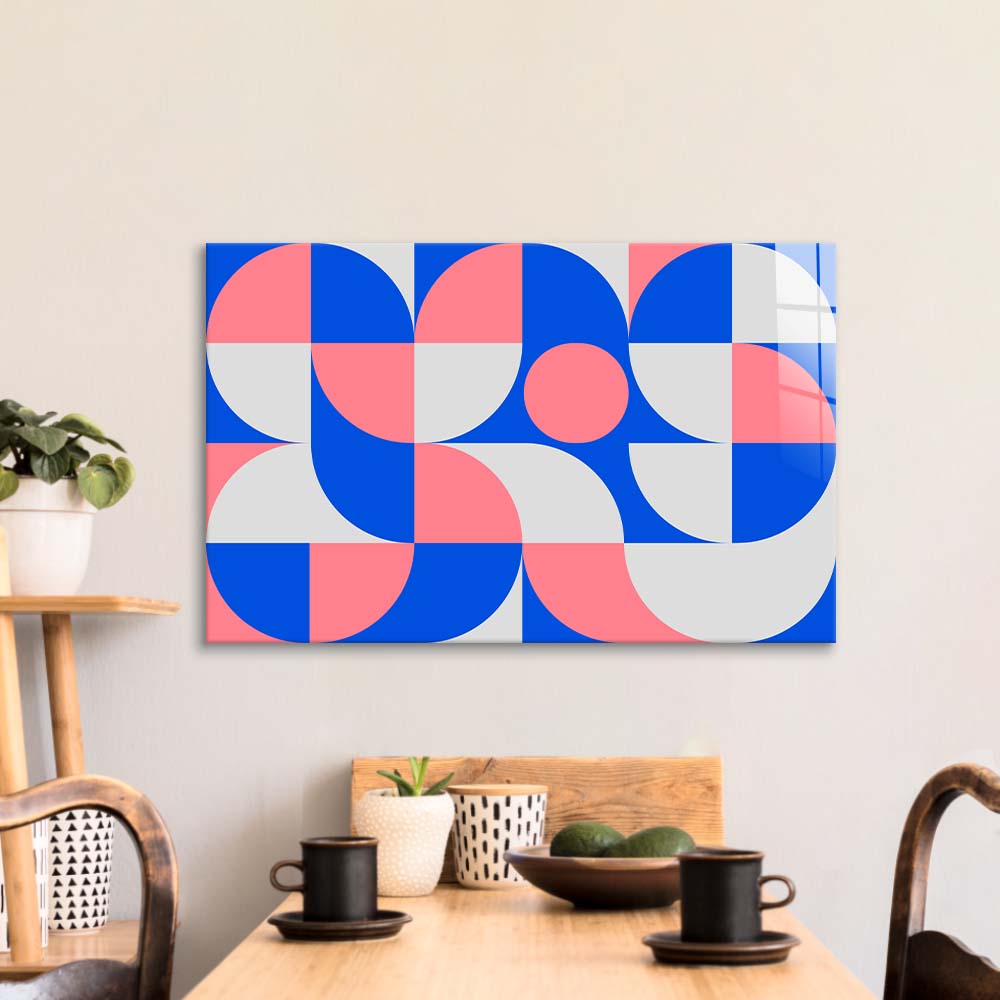 Pastel Minimal Abstract Geometry Glass Wall Art