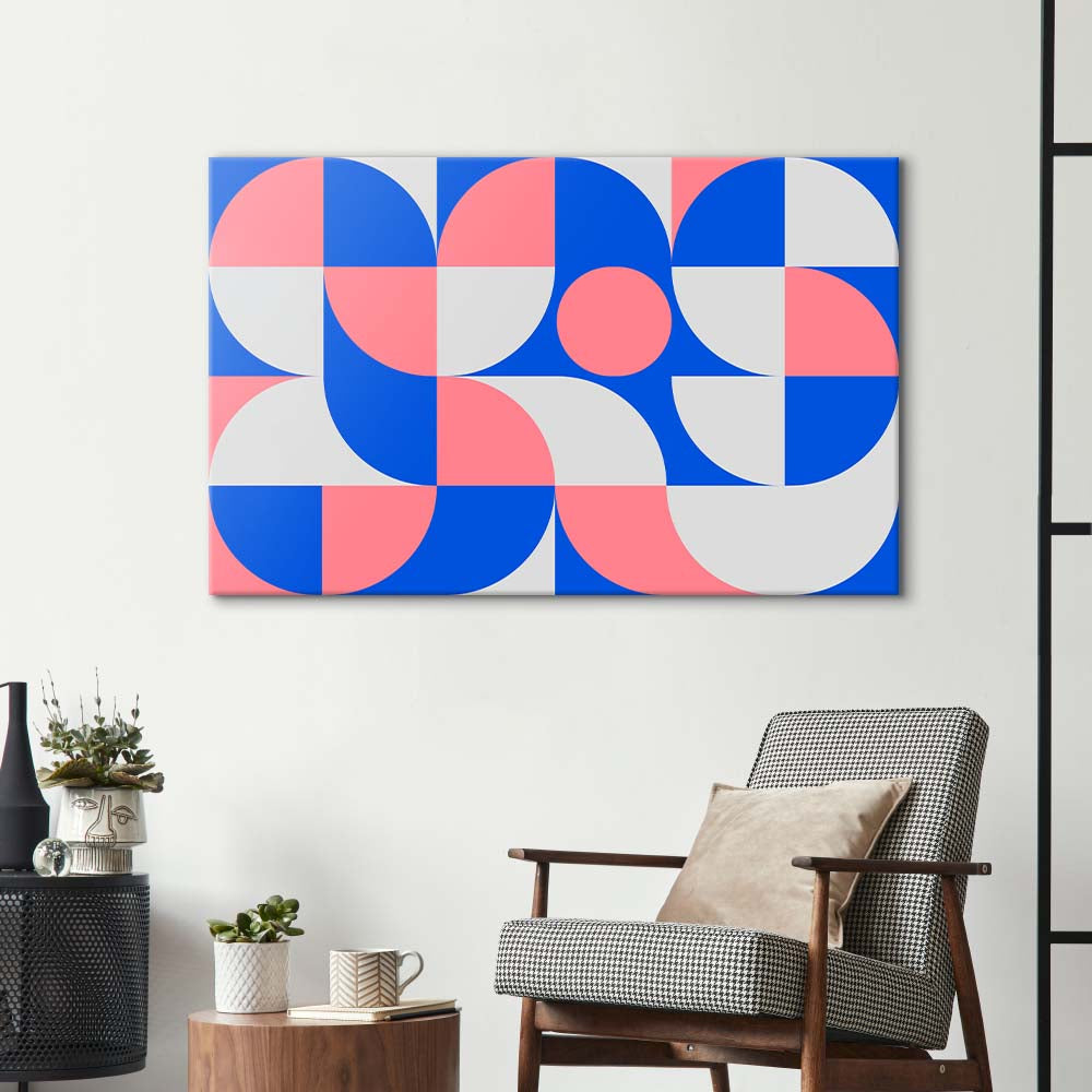 Pastel Minimal Abstract Geometry Glass Wall Art