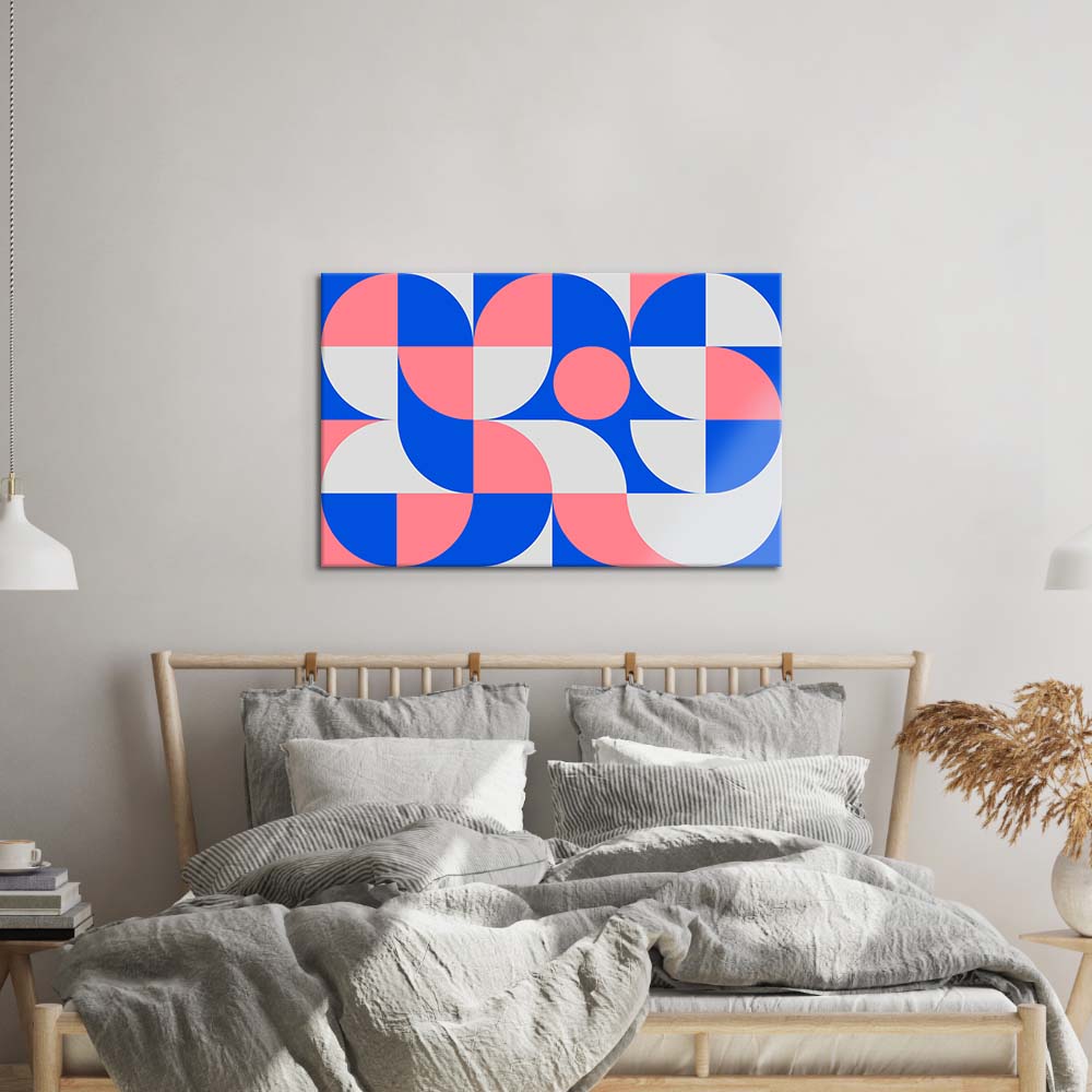 Pastel Minimal Abstract Geometry Glass Wall Art