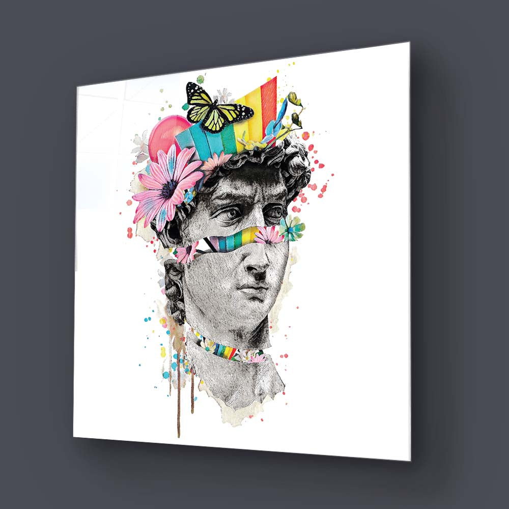 Pop Art David Collage Glass Wall Art