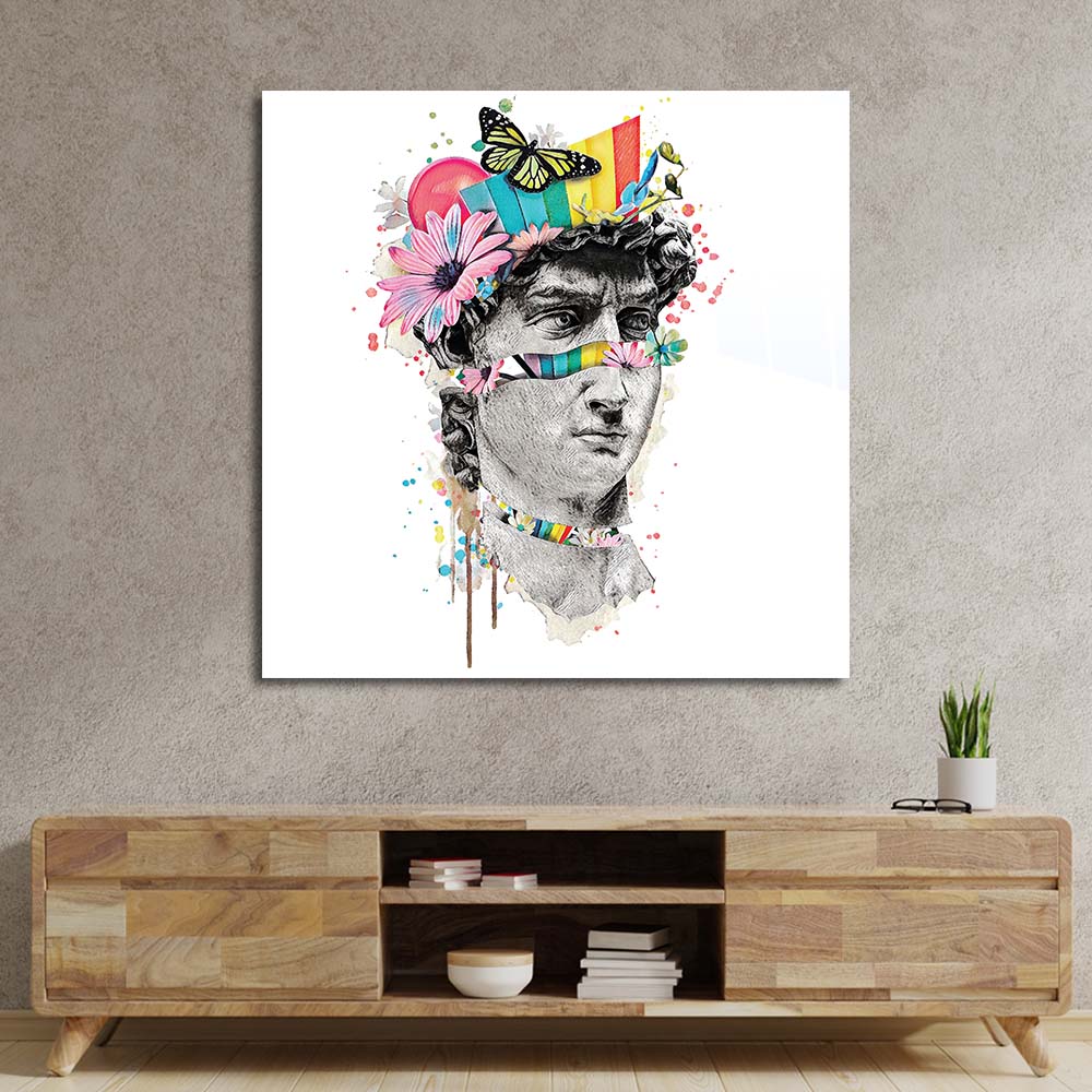 Pop Art David Collage Glass Wall Art