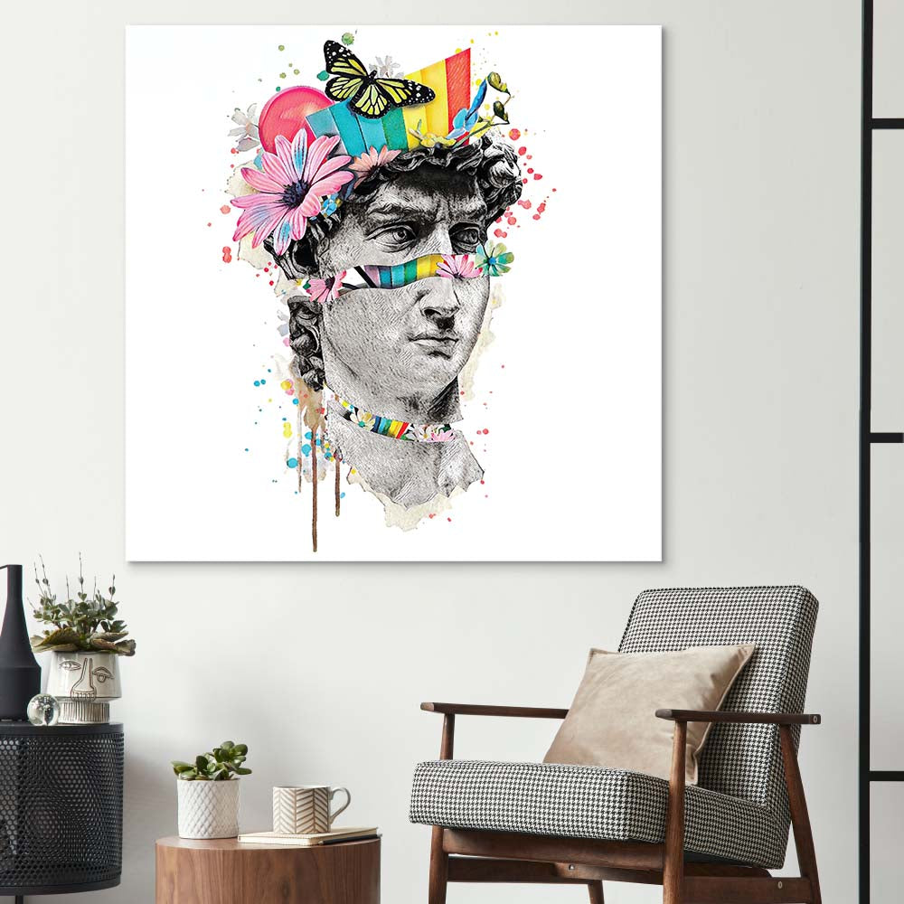 Pop Art David Collage Glass Wall Art