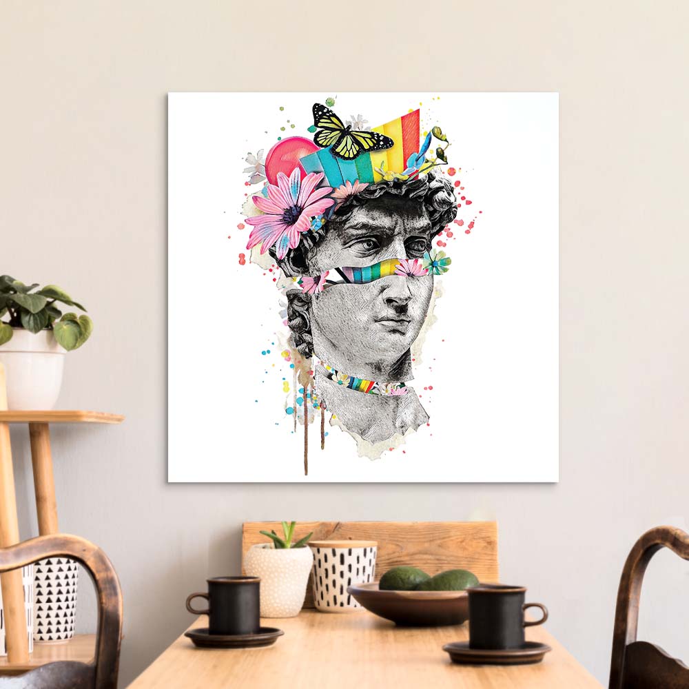 Pop Art David Collage Glass Wall Art