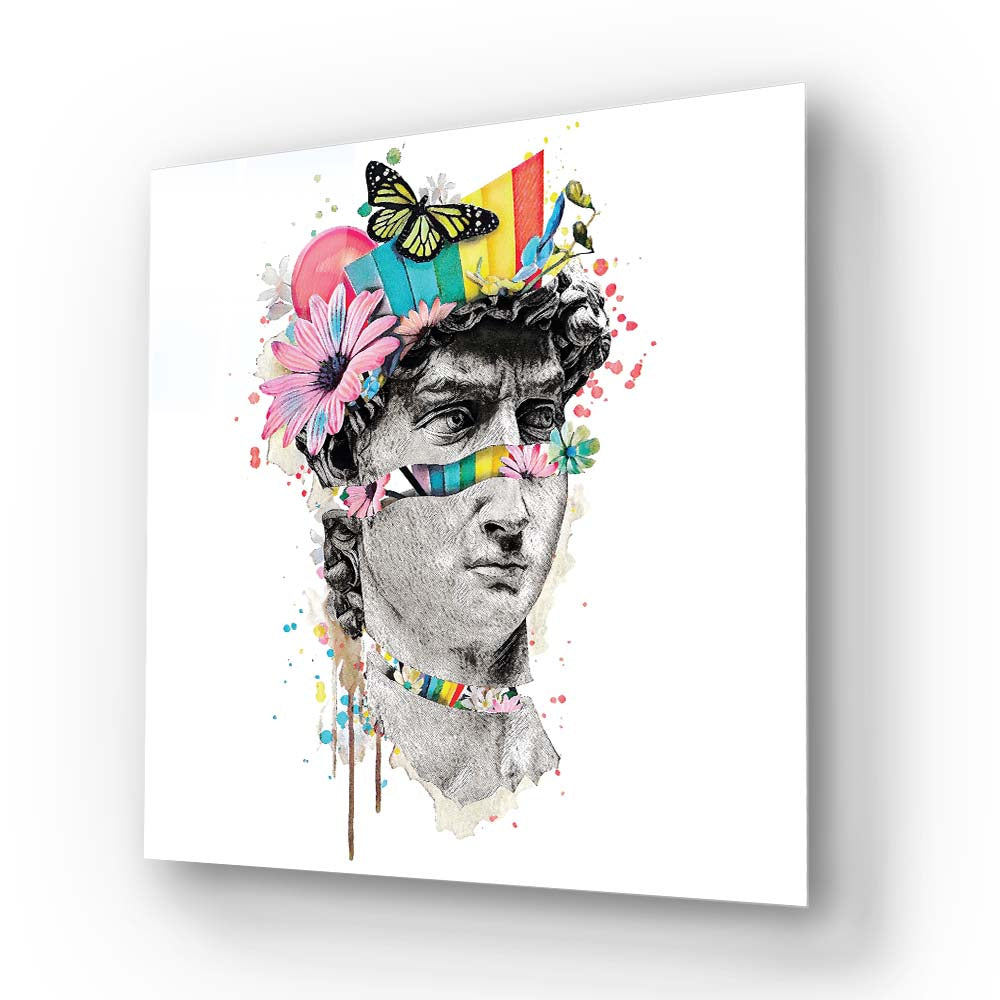 Pop Art David Collage Glass Wall Art