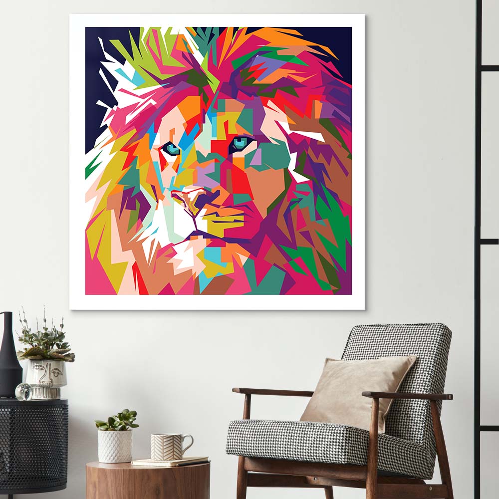 Pop Art Lion Glass Wall Art