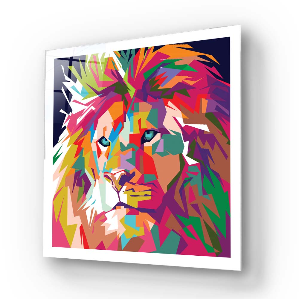 Pop Art Lion Glass Wall Art