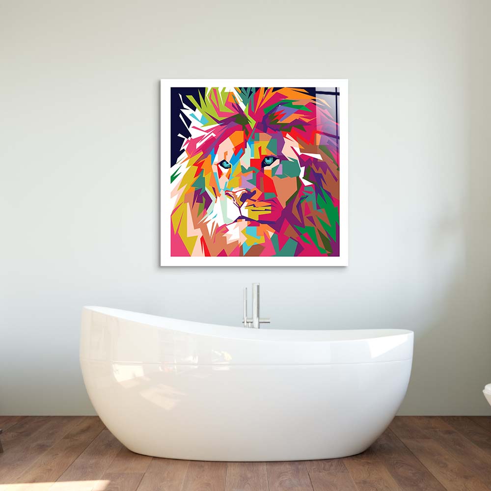 Pop Art Lion Glass Wall Art