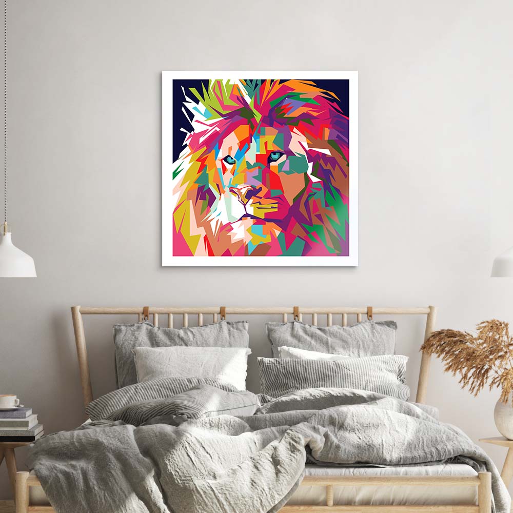 Pop Art Lion Glass Wall Art