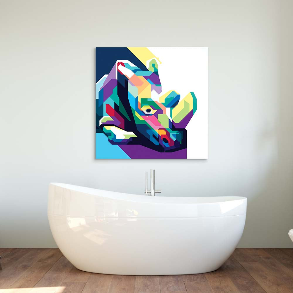 Pop Art Rhino Glass Wall Art