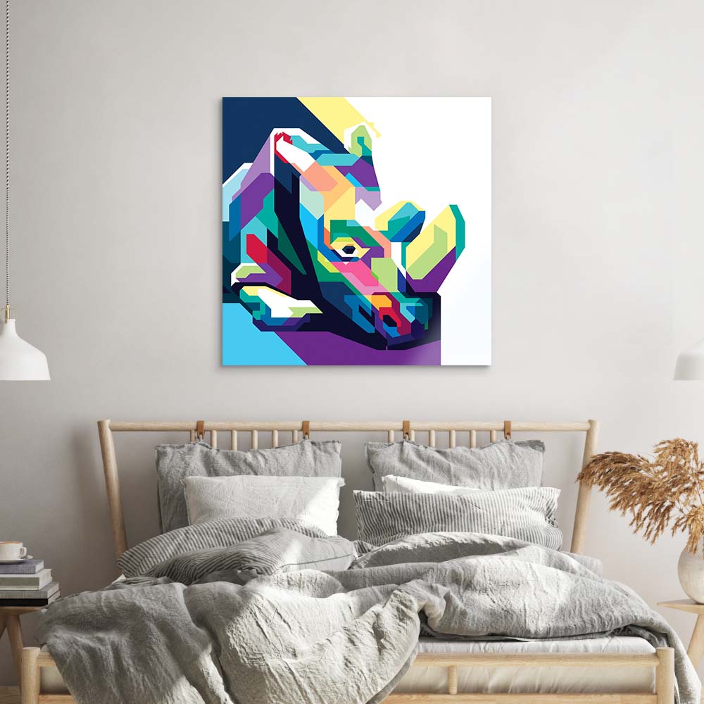Pop Art Rhino Glass Wall Art