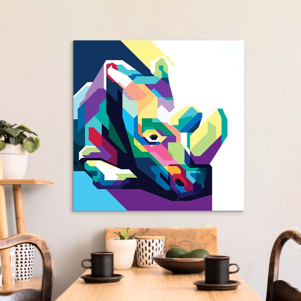 Pop Art Rhino Glass Wall Art