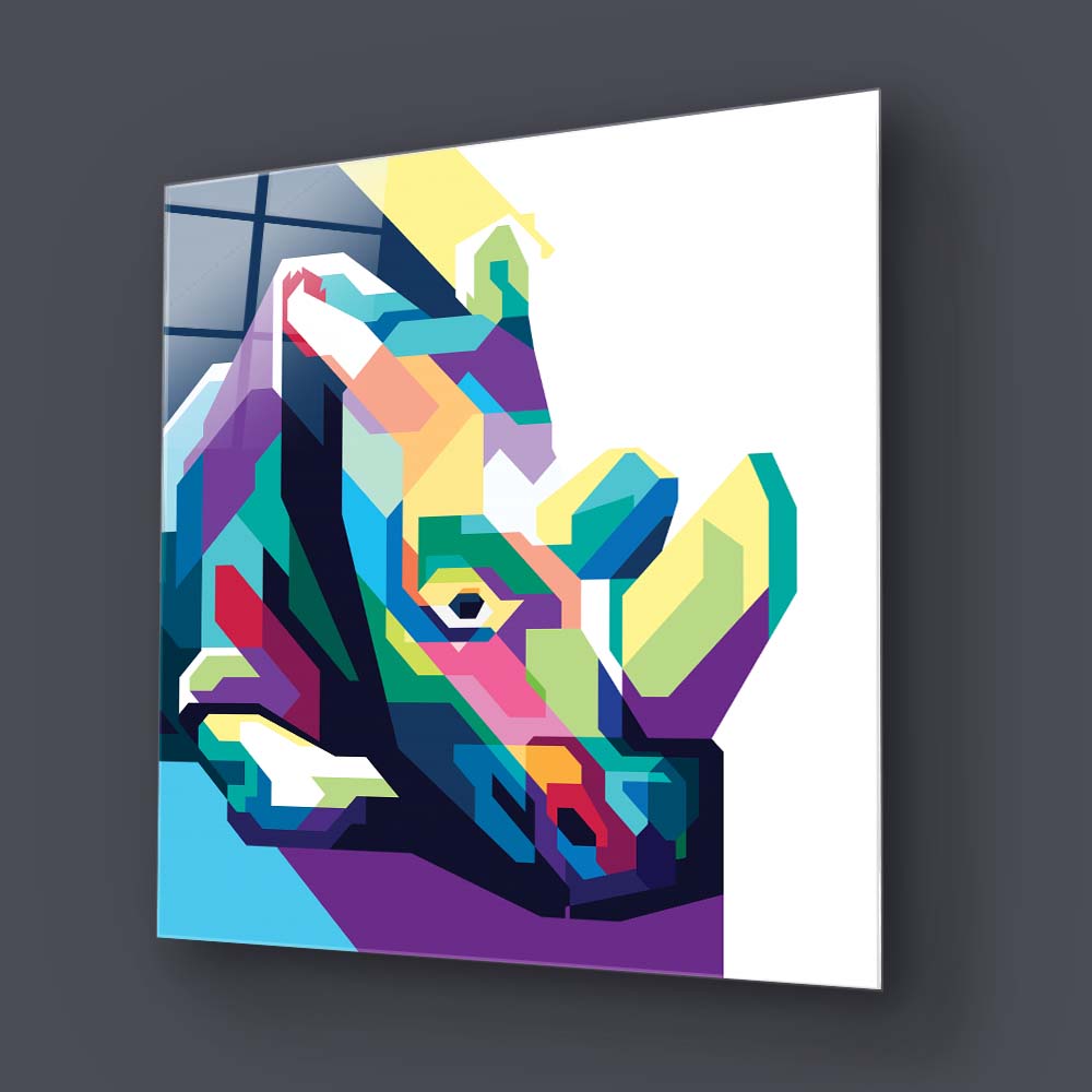 Pop Art Rhino Glass Wall Art