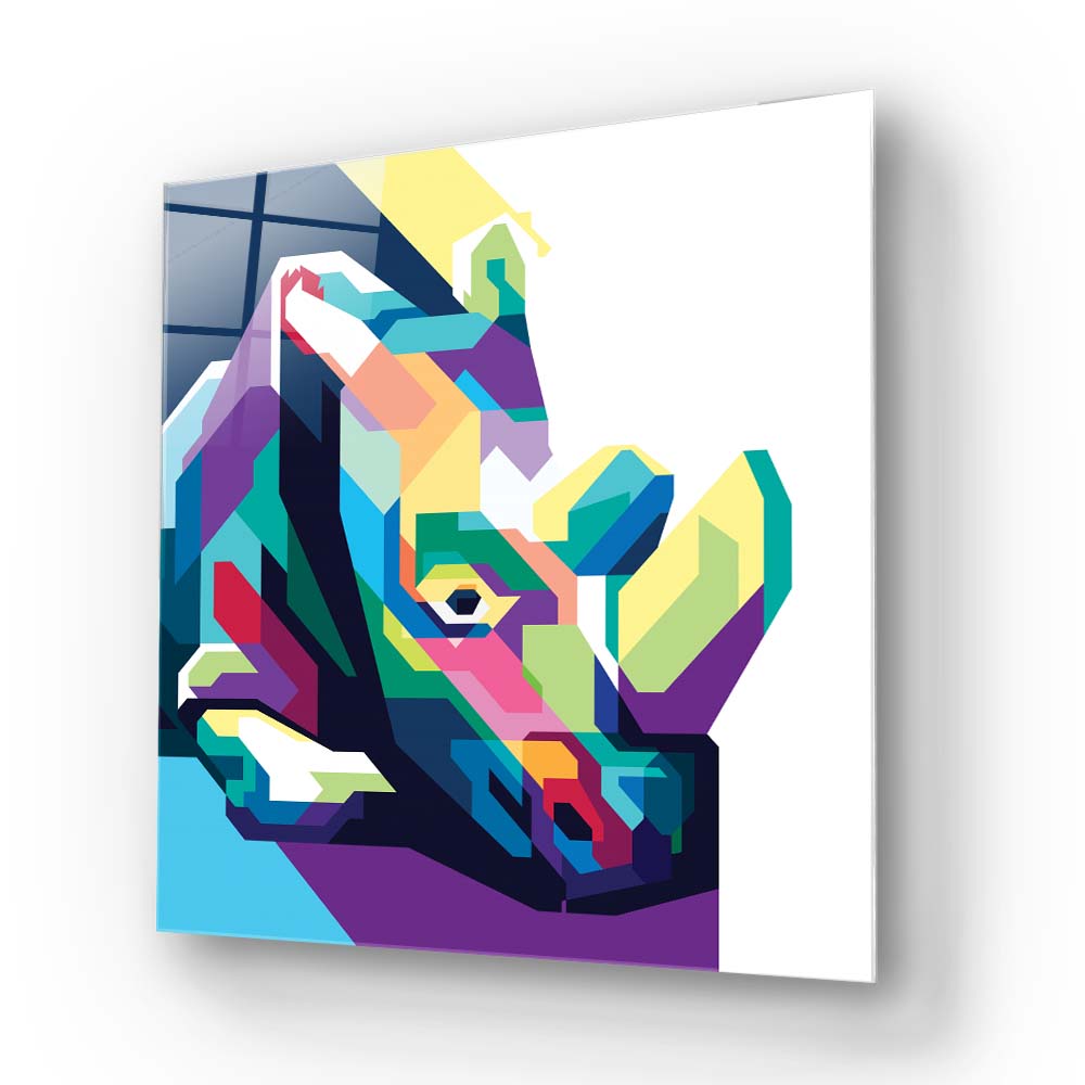 Pop Art Rhino Glass Wall Art