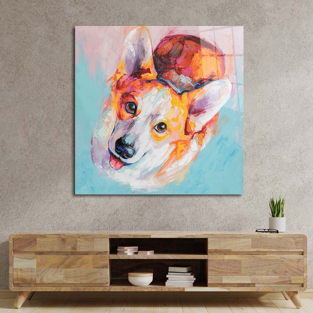 Puppy Dog Eyes Glass Wall Art