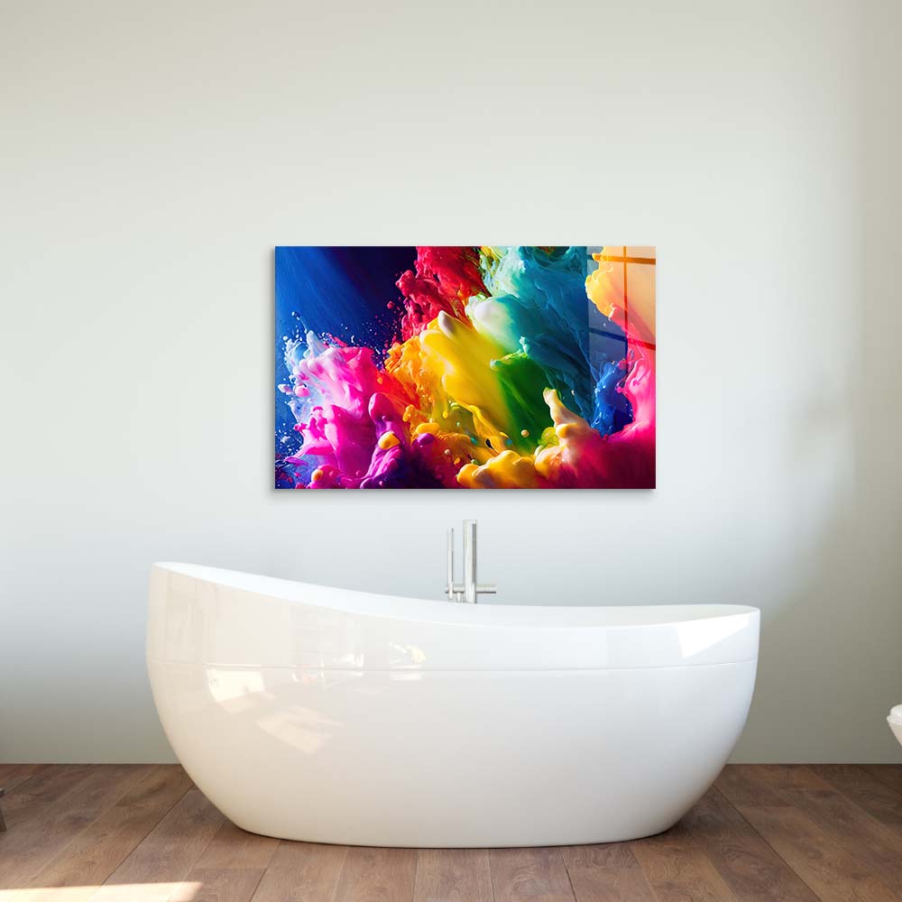 Rainbow Splash Glass Wall Art