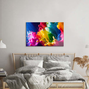 Rainbow Splash Glass Wall Art