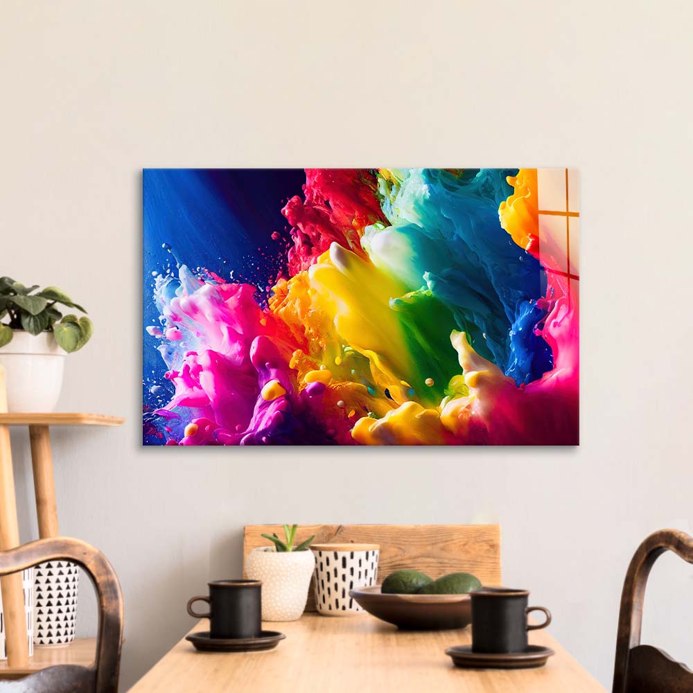 Rainbow Splash Glass Wall Art