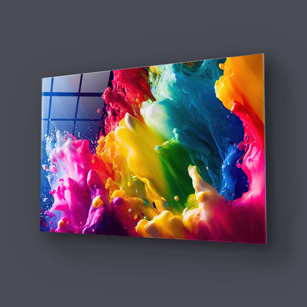 Rainbow Splash Glass Wall Art