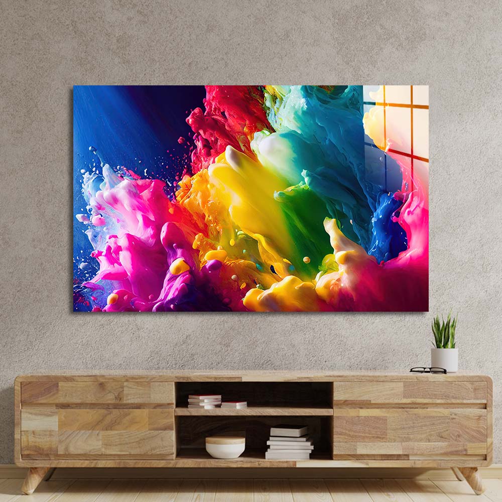 Rainbow Splash Glass Wall Art