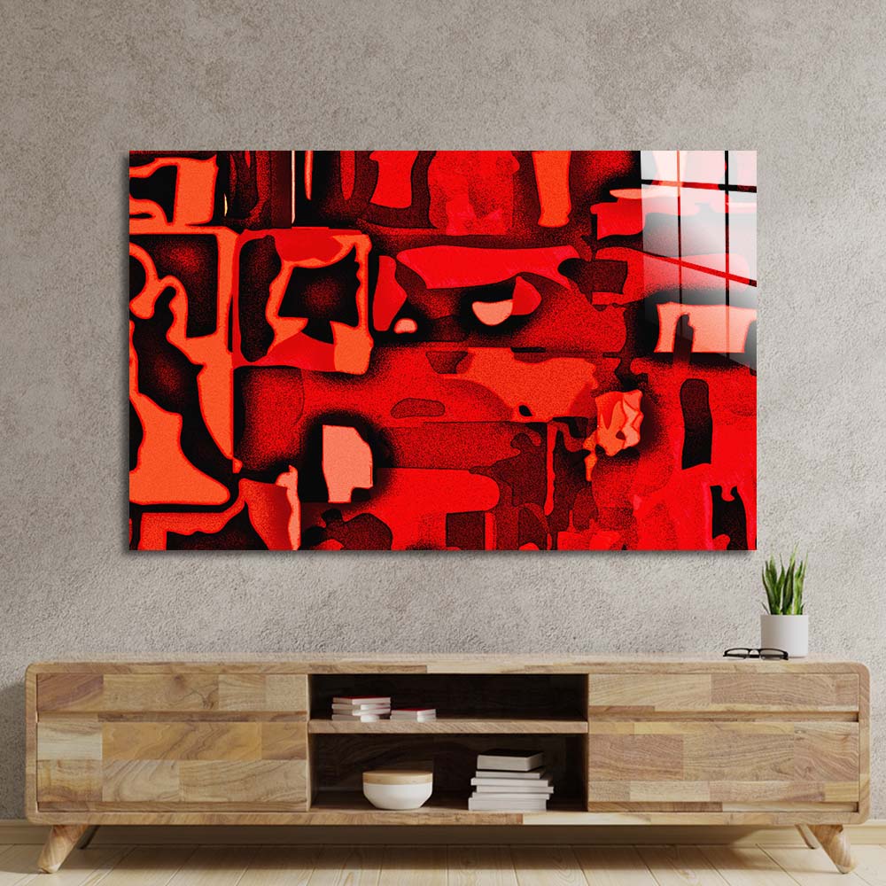 Red Abstraction Glass Wall Art