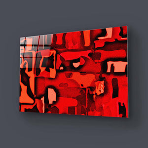 Red Abstraction Glass Wall Art