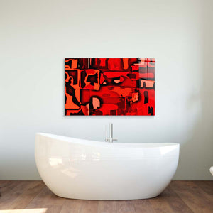 Red Abstraction Glass Wall Art