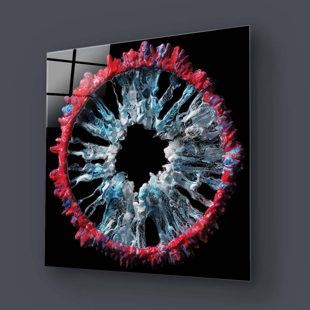 Red and Grey Iris Glass Wall Art