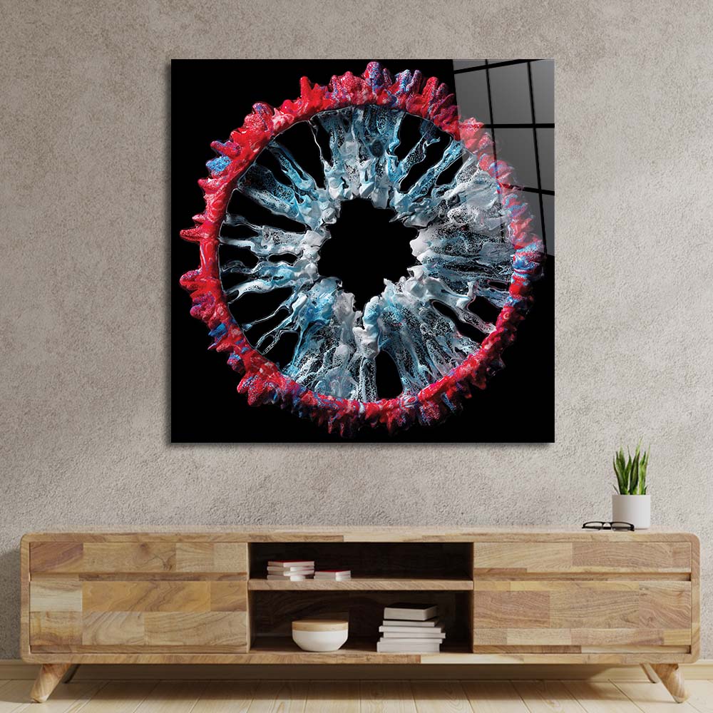 Red and Grey Iris Glass Wall Art