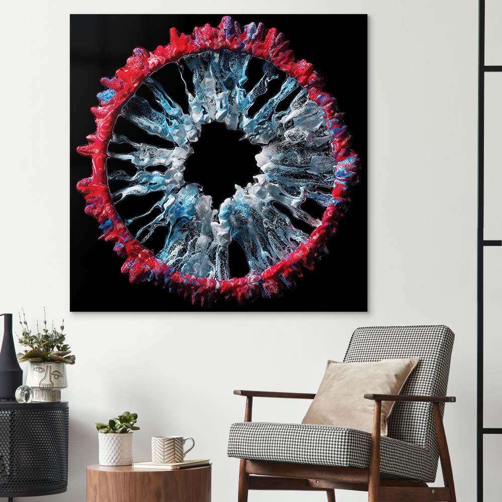 Red and Grey Iris Glass Wall Art