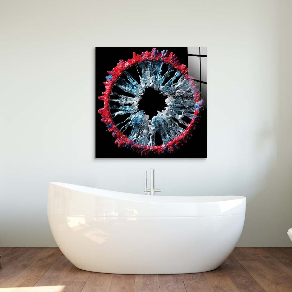 Red and Grey Iris Glass Wall Art