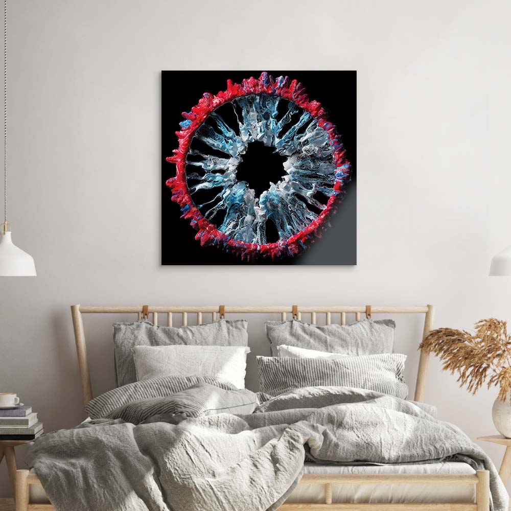 Red and Grey Iris Glass Wall Art