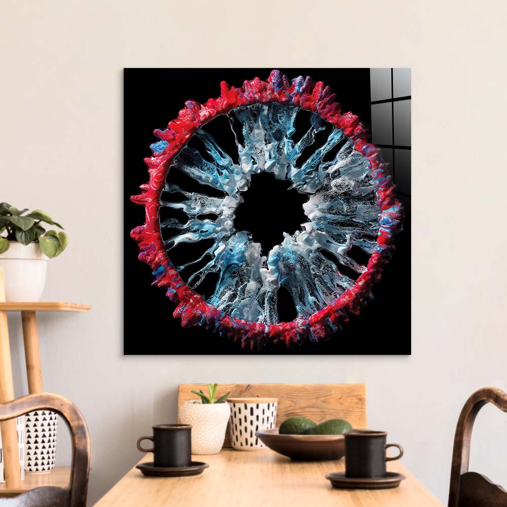 Red and Grey Iris Glass Wall Art