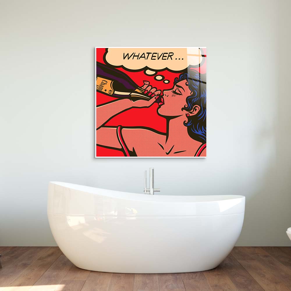 Retro Cool Girl Glass Wall Art