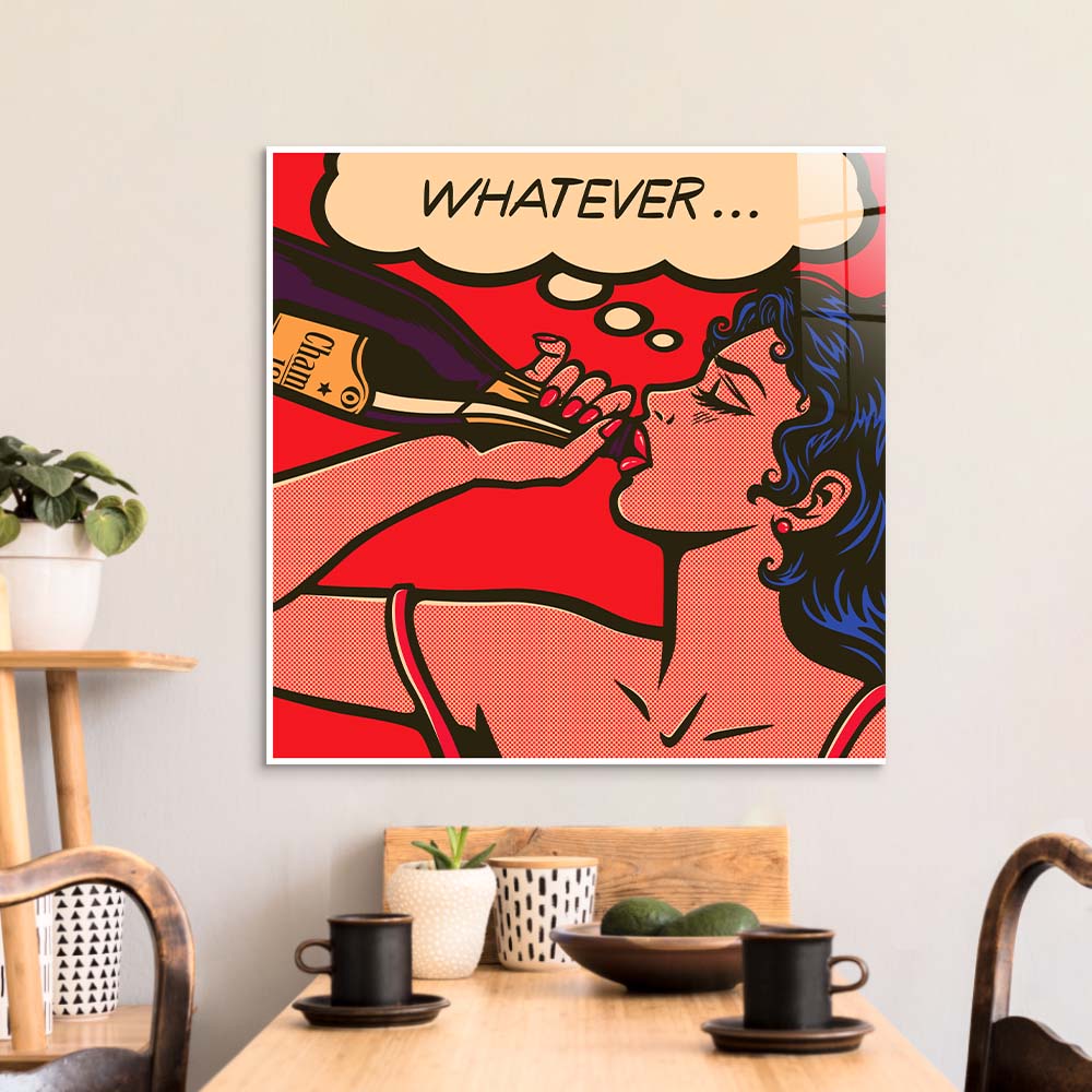 Retro Cool Girl Glass Wall Art