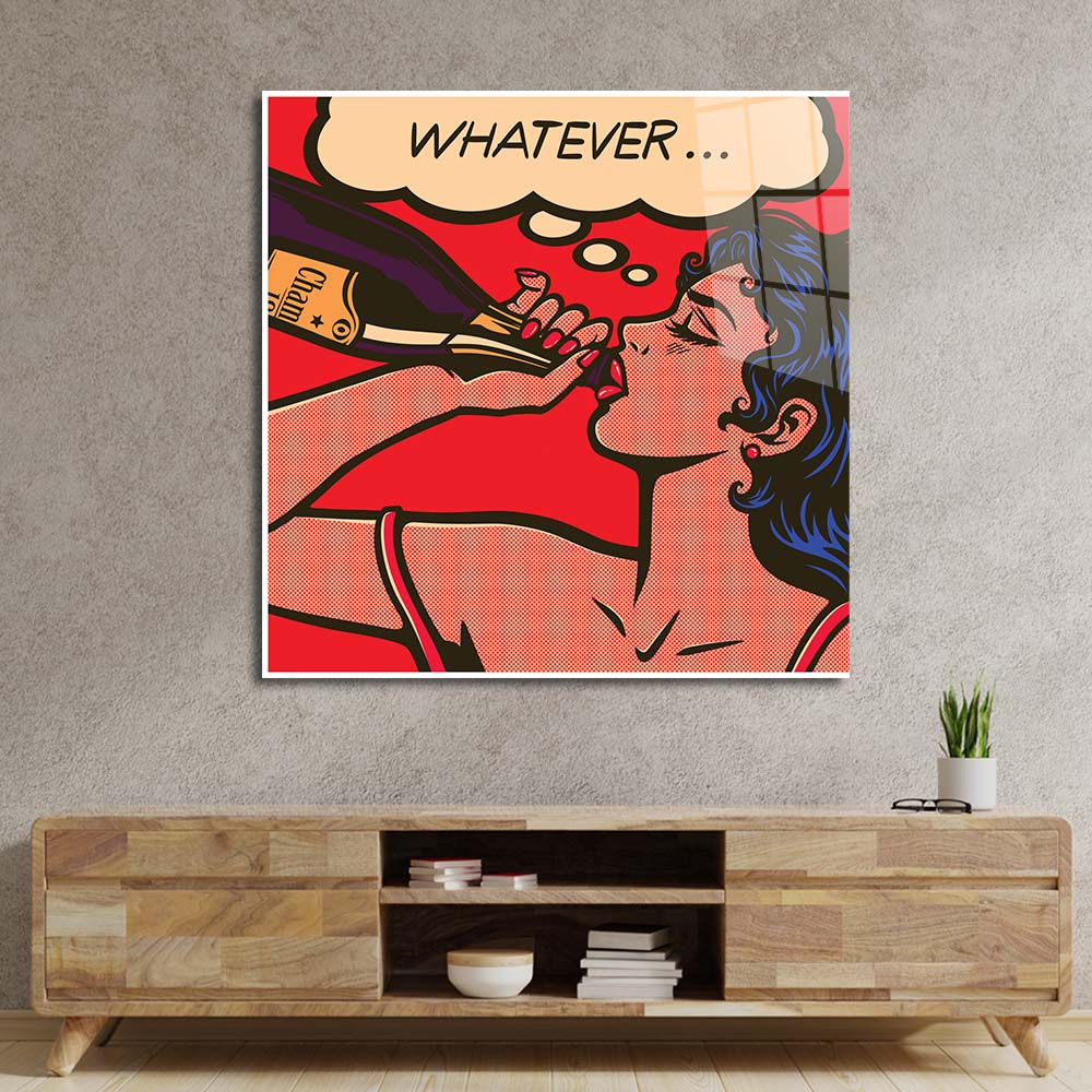 Retro Cool Girl Glass Wall Art