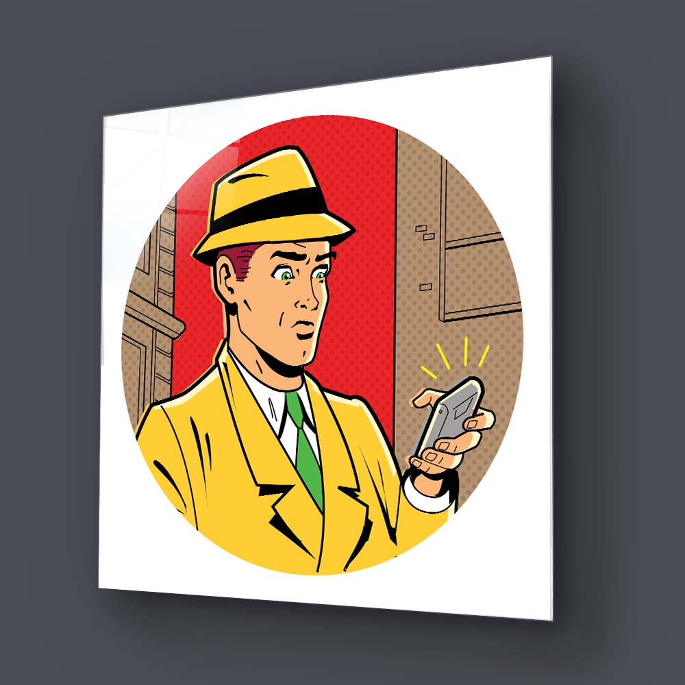 Retro Detective Glass Wall Art