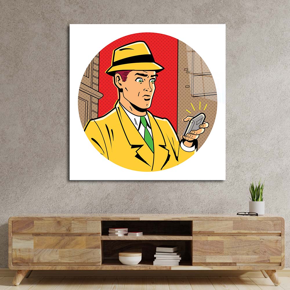 Retro Detective Glass Wall Art