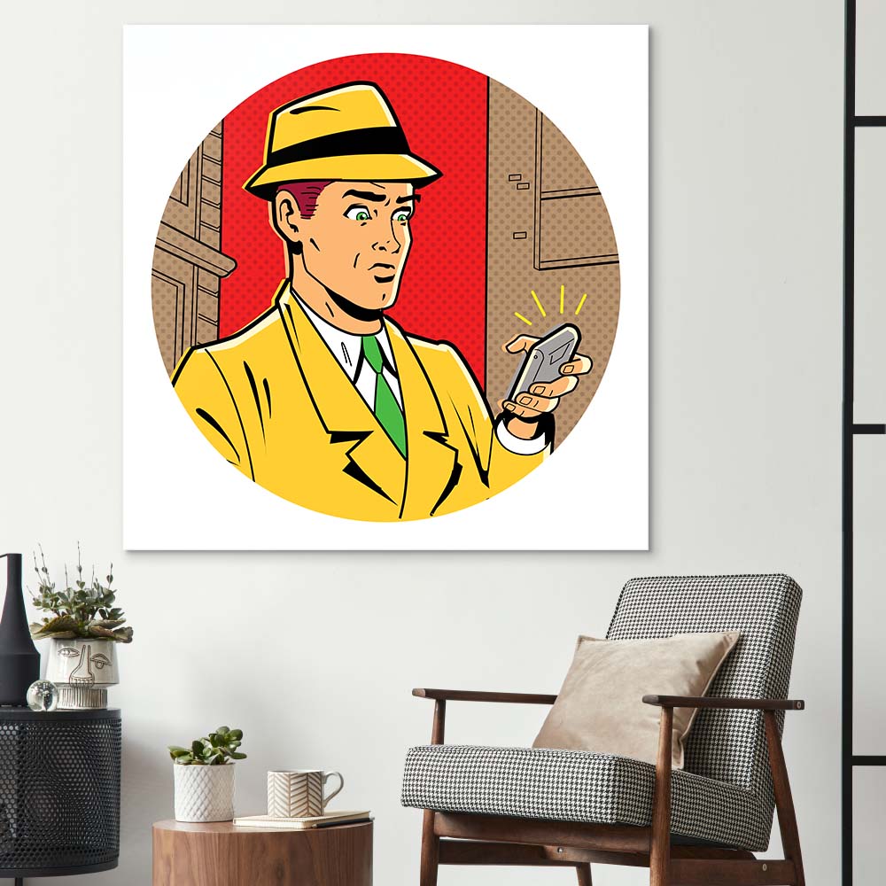 Retro Detective Glass Wall Art