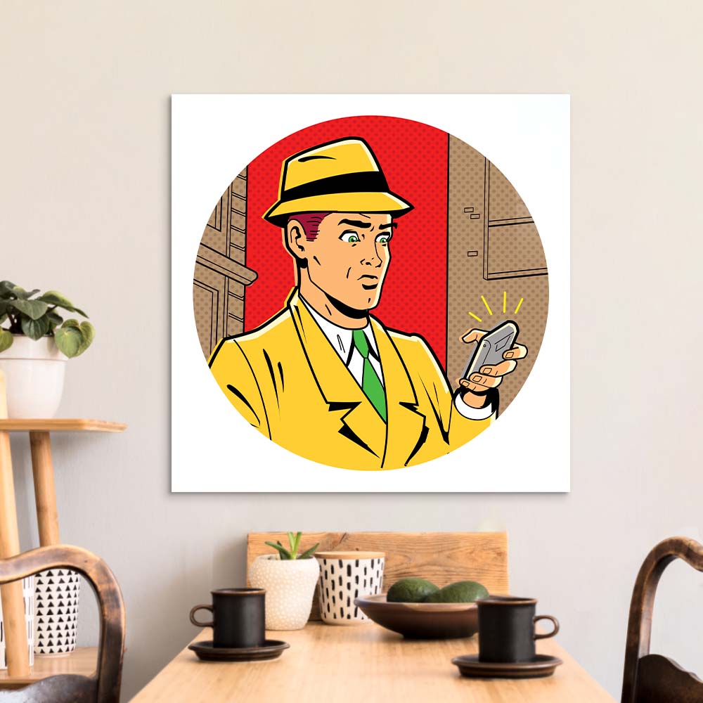 Retro Detective Glass Wall Art