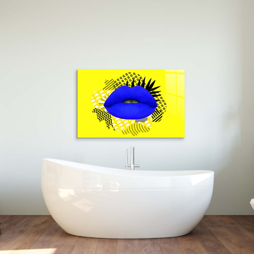 Retro Lips Glass Wall Art
