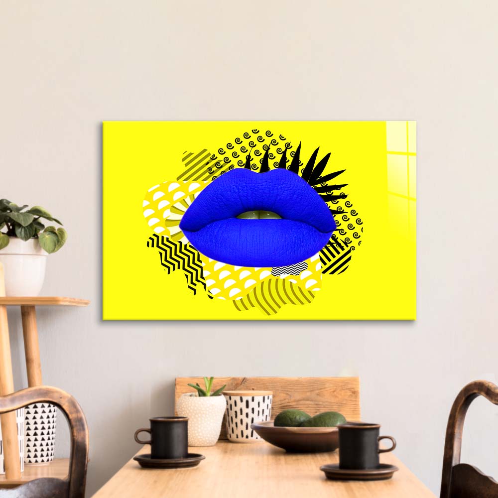 Retro Lips Glass Wall Art