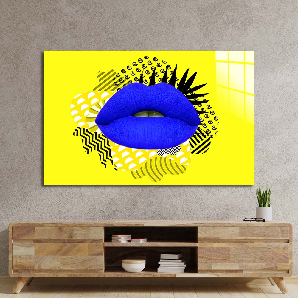 Retro Lips Glass Wall Art