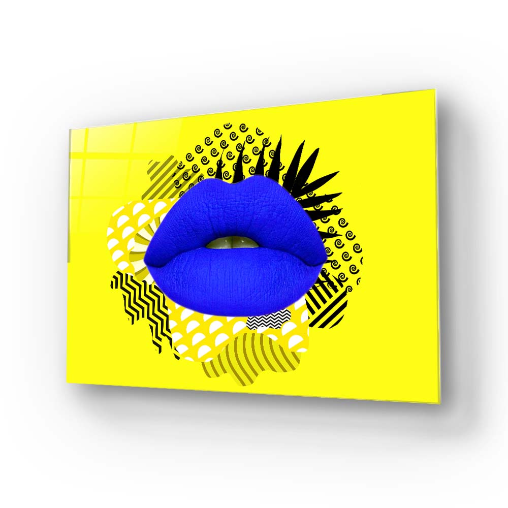 Retro Lips Glass Wall Art