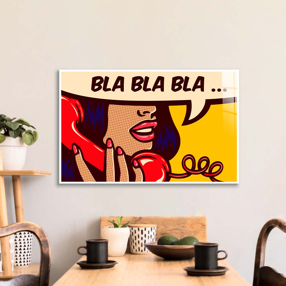 Retro Phone Call Glass Wall Art