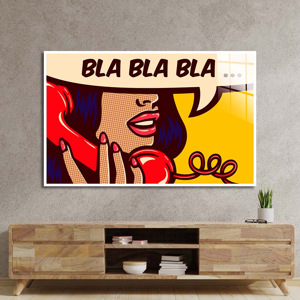 Retro Phone Call Glass Wall Art