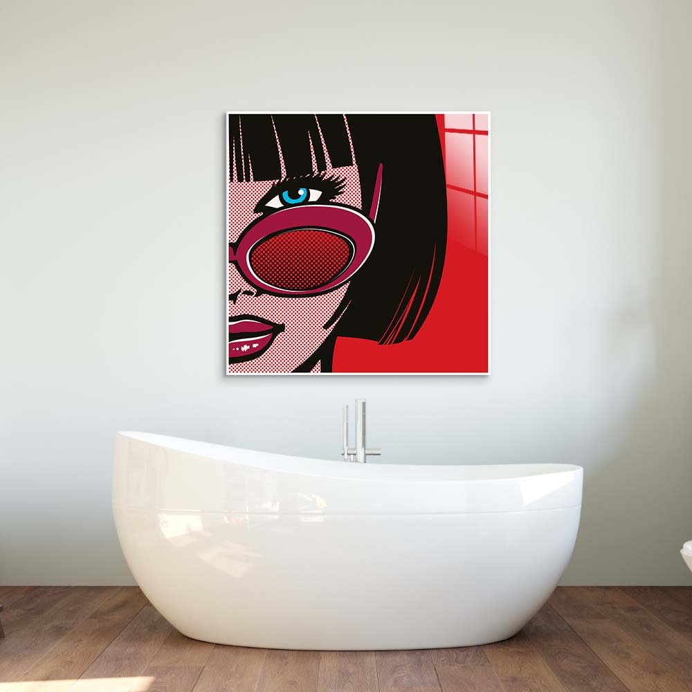 Retro Red Sunglasses 2 Glass Wall Art