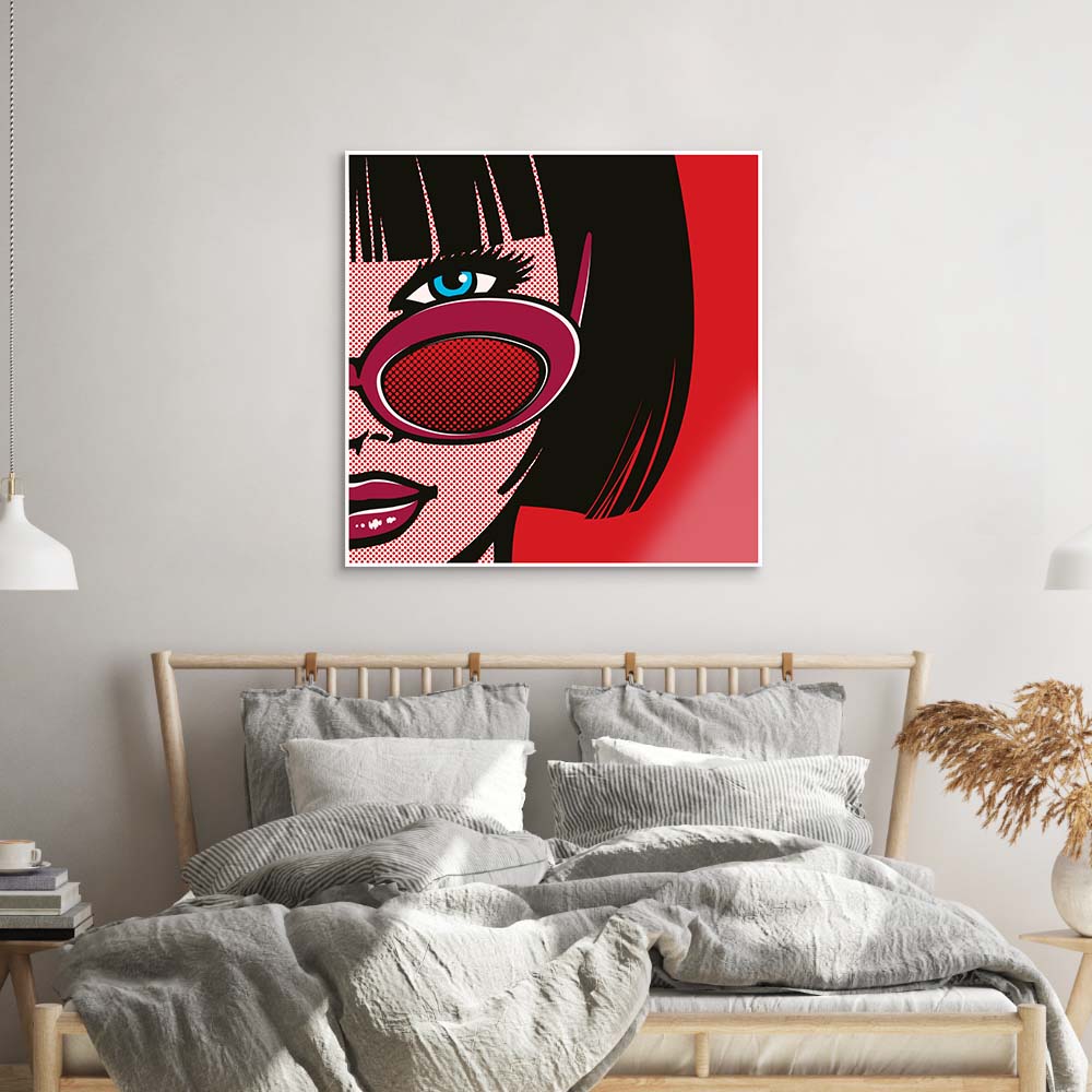 Retro Red Sunglasses 2 Glass Wall Art